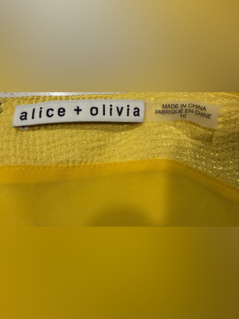 Alice + Olivia Cynthia Dress Size 10 Yellow Textured Midi Dress Worn Once - Picture 6 of 7